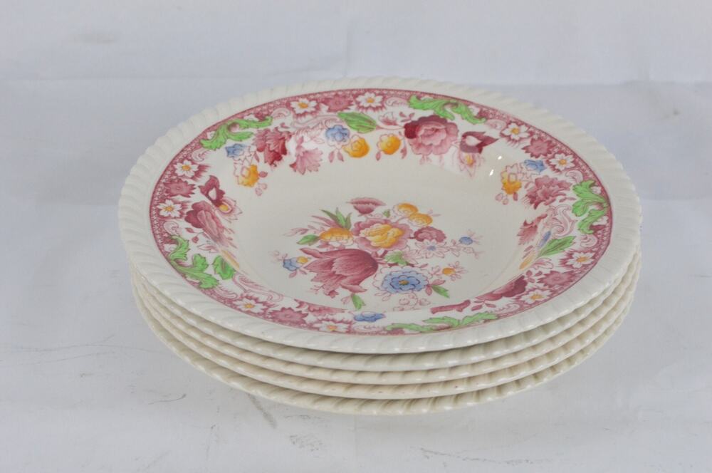 Vintage Johnson Brothers Winchester Pink Dessert Bowls 7'' Set of 5
